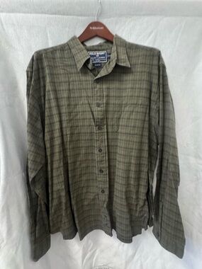 Polo Sport by Ralph Lauren Olive Plaid Button-Up Shirt 100% cotton 90s VTG